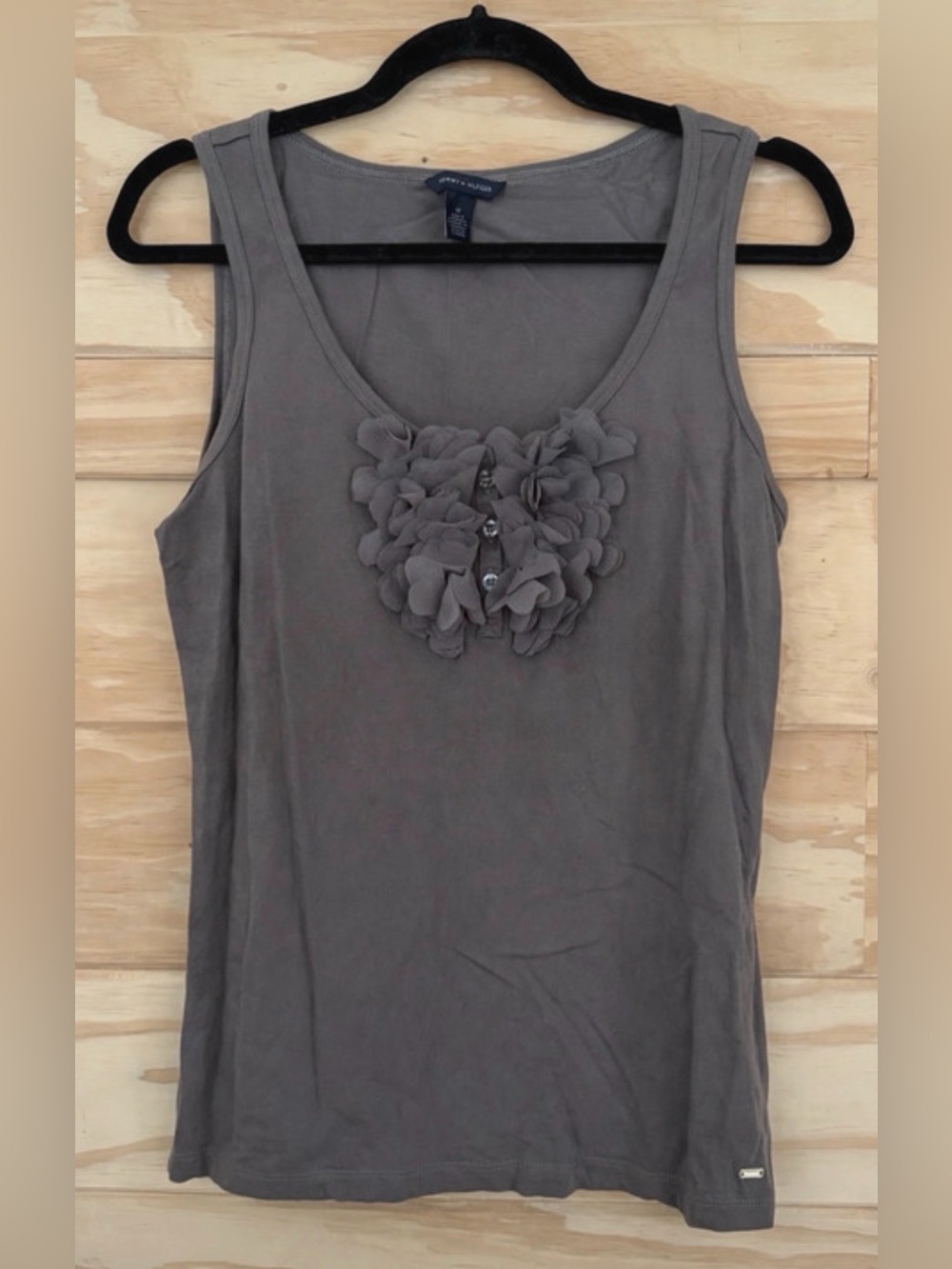 Tommy Hilfiger Gray Floral Applique Sleeveless Tank